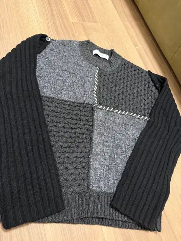 IRENE 패치워크 디자인 긴팔 니트 스웨터 36