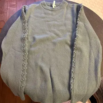 IENA 블루 그레이 긴팔 니트 뜨개질 디자인