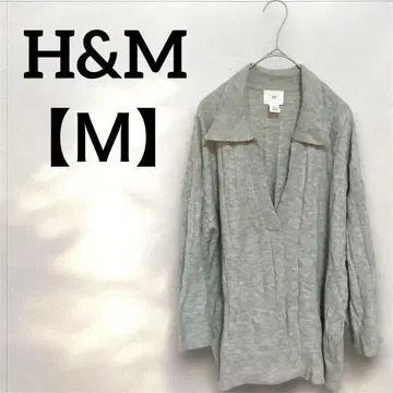 H&M [ M ] 그레이 V넥 긴팔 니트 여성용 카라 부착