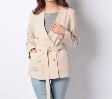 미인백화 게재 더블 버튼 자켓 벨트 포함