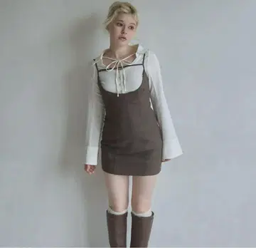 ANDMARY Betty 레이어드 체크 드레스