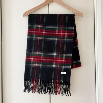 [ 새상품급 ] 플라스테 PLST 체크 무늬 스톨 머플러 블랙 베이스