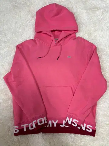 새상품급 Tommy jeans 테이프 로고 밑단 로고 후드티 핑크