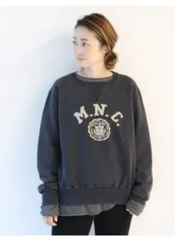 M.N.C. 로고 그레이 맨투맨