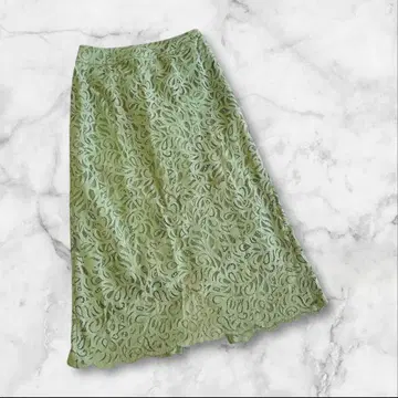 플라스테 롱 스커트 M 사이즈 그린 레이스