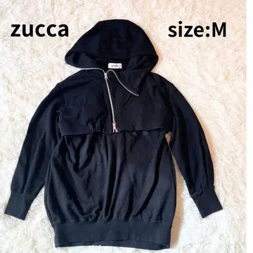 zucca 디자인 후드티 도킹 맨투맨 블랙 여성용 M 사이즈