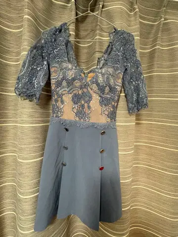 블루 레이스 미니 드레스