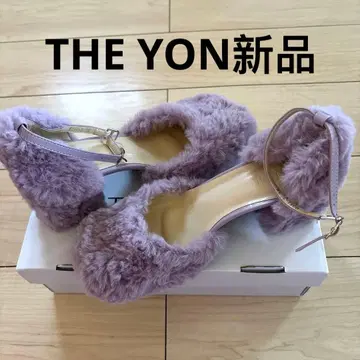 THE YON 에코 퍼 청키힐 스트랩 펌프스 미사용 새상품