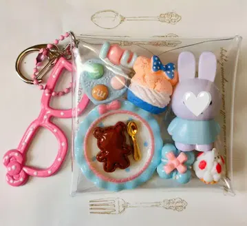 가챠 파우치 미피 곰 플레이트 미니 토끼 케이크 I U 리본 안경