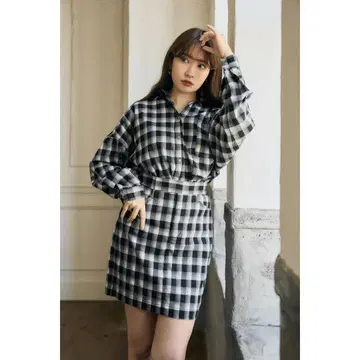 herlipto Oversized Check Shirt Set M