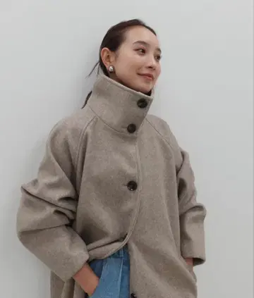 y/m by 무라오카 미사토 스탠드 칼라 코트 모카