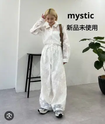 [ 택 포함 미사용 새상품 ] mystic 시어 자카드 올인원 화이트
