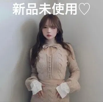 미사용 새상품 andmary 아 마리 비비안 니트 리본 상의