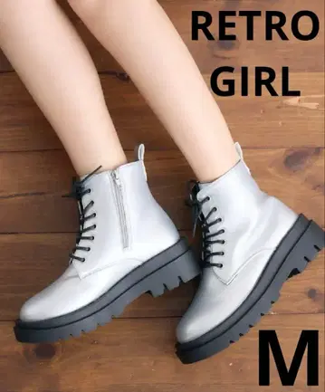 RETROGIRL 레이스업 부츠 실버 M 사이즈 레트로걸