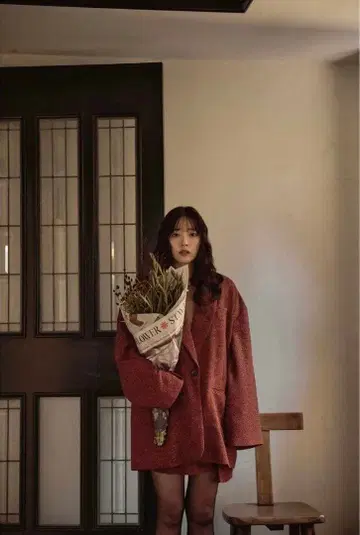 mideal 트위드 오버 자켓