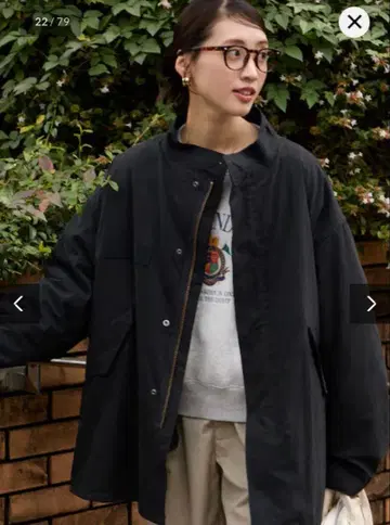 블랙 숏 라이너 모즈 코트