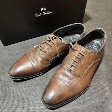 미사용 폴스미스 스트레이트 팁 가죽 신발 UK8 브라운