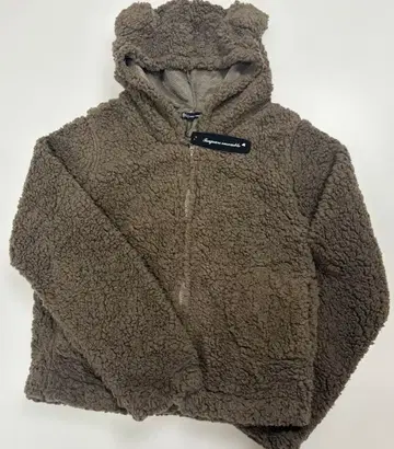 투주르 앙상블 베이지 보아 후드 부착 귀여운 곰 후드