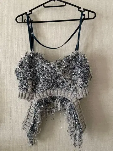 믹스 니트 트위드 뷔스티에