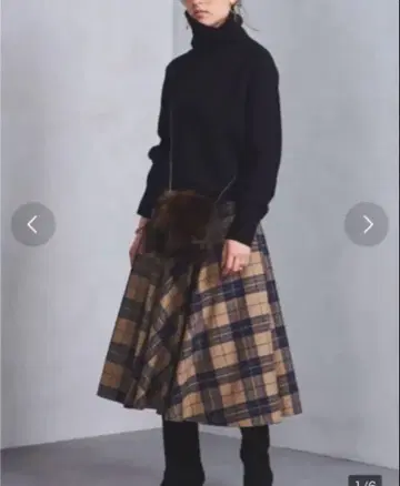 유나이티드 애로우즈 체크 롱 스커트 L 사이즈 40