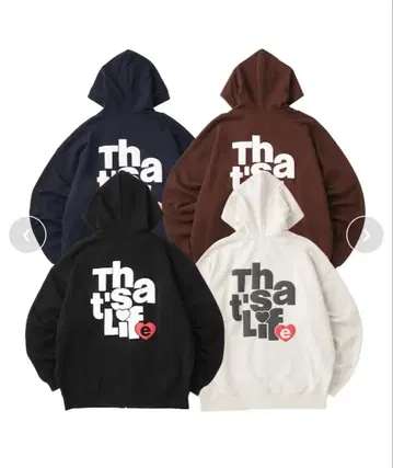 택 포함 That's Life 후드 부착 후드티 블랙