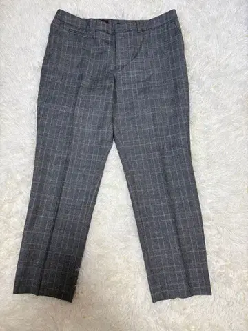 23구 빅 사이즈 48 울 그레이 체크 무늬 슬랙스 팬츠