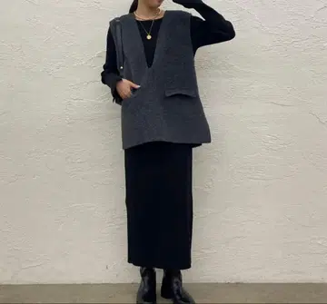 라운지 드레스 샤기 베스트