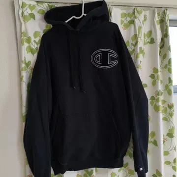 Champion 블랙 후드 부착 후드티 [ 헤비 온스 ]