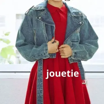 숏 데님 라이더 자켓 jouetie 데님 자켓