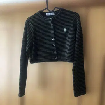 TINA:JOJUN 다크 그린 보더 가디건