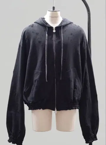 SHINYA KAZUYA 금기 디스트로이 집업 후드티 블랙