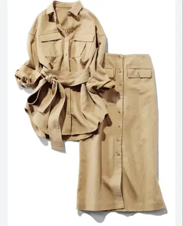 MICA DEAL 베이지 허리 리본 셋업