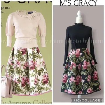 M'S GRACY WEB 게재 플라워 프린트 스커트