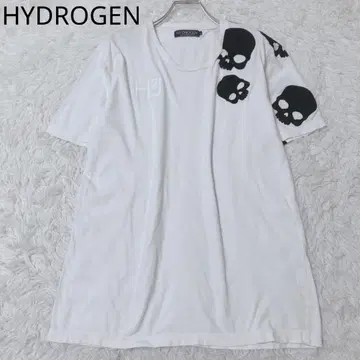 하이드로겐 반팔 T셔츠 스컬 프린트 로고 캐주얼 화이트 L 사이즈