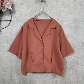 [ 새상품급 ] GRL 블라우스 반팔 크롭 탑 M 핑크 무지 여성용