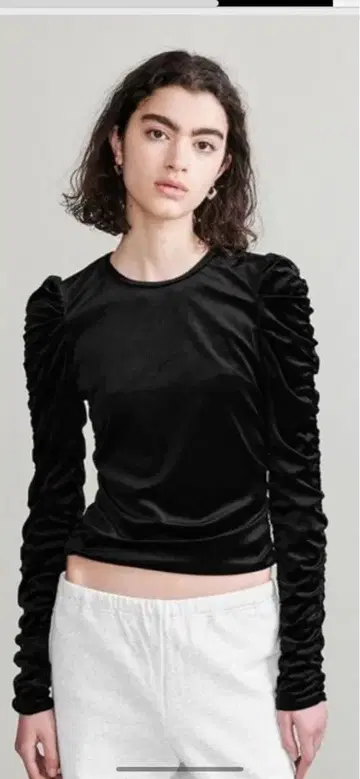 H BEAUTY&YOUTH 유나이티드 애로우즈 벨로아 셔링 상의