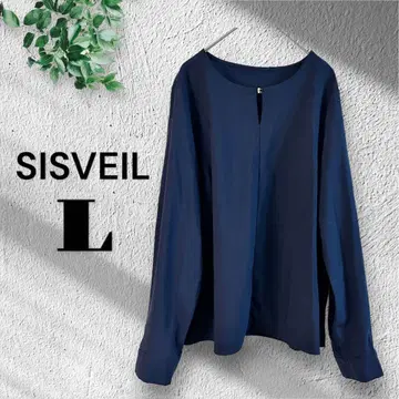 SISVEIL [L 상당] 포멀 블라우스 오피스 네이비 긴팔