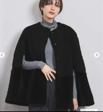 UNITED ARROWS 보아 망토 코트 블랙 38 클리닝 완료