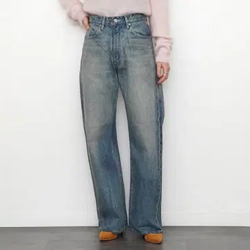 AURALEE SELVEDGE FADED LIGHT DENIM PANTS