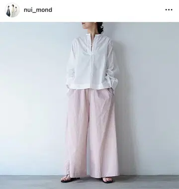 nui mond 핑크 와이드 팬츠 허리밴딩