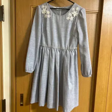 로디스포토 블루 그레이 긴팔 무릎 기장 원피스 M