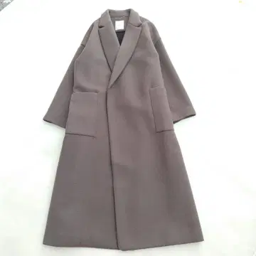 새상품급 에부르 울 본딩 체스터 코트 넉넉한 38 그레이