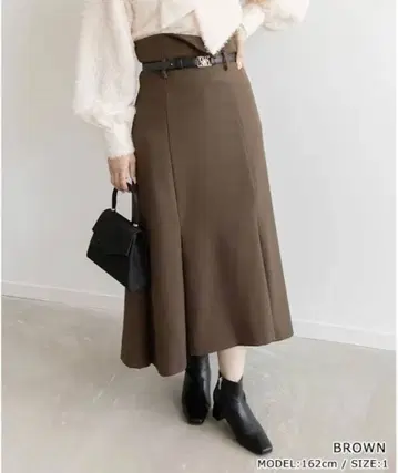 란다/벨트 포함 하이웨스트 머메이드 스커트 브라운 0 여성용