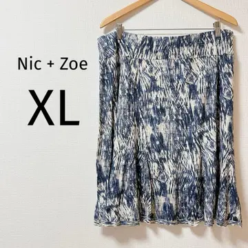 11 Nic + Zoe 플레어 스커트 XL 네이비 화이트 스커트