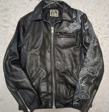 ZEN 젠 류 가죽 자켓 블랙 핸드페인트