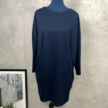 원피스 무릎 기장 L 네이비 무지 긴팔 봄/가을/겨울 여성용