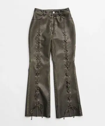 PRANK PROJECT 레이스업 비건 가죽 팬츠