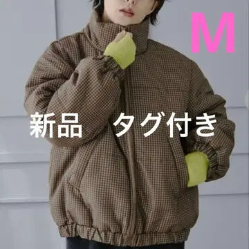 새상품 택 포함 시마무라 megumi 충전솜 체크 자켓 브라운 M