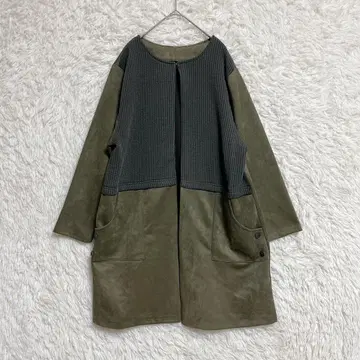 [ noa-ge ] 노카라 코트 (LL) 스웨이드 느낌 이소재 빅 사이즈