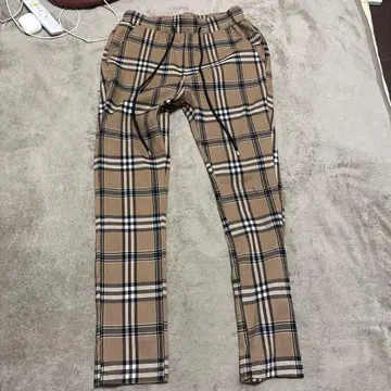 체크 무늬 슬림핏 팬츠